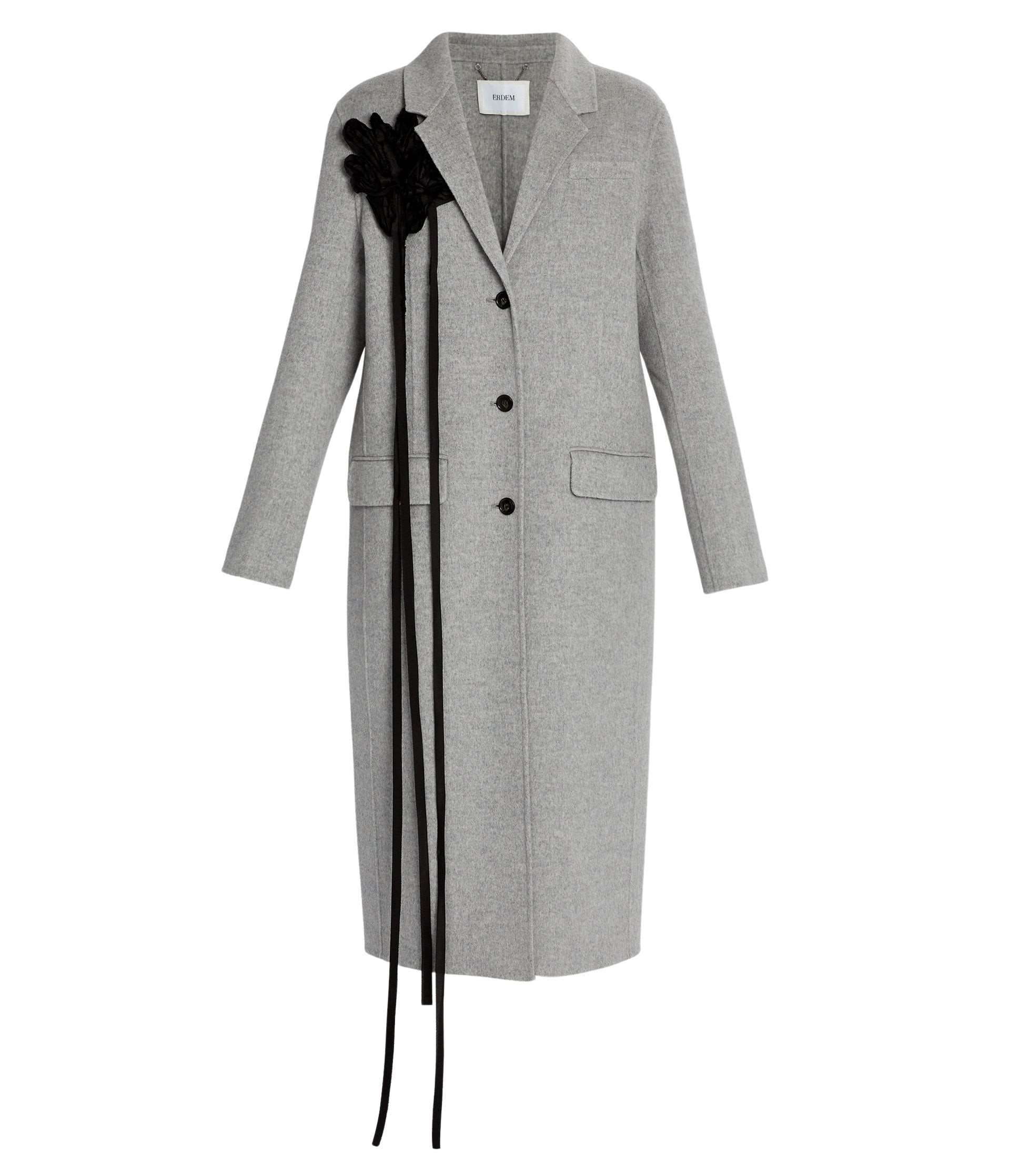 Erdem Floral Appliqué Double Faced Wool Tailored Coat - Coats - British Romantic Luxury at Luxury Shoes 