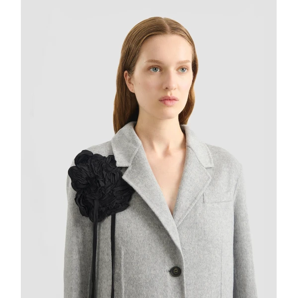 Erdem Floral Appliqué Double Faced Wool Tailored Coat - Coats - British Romantic Luxury at Luxury Shoes 