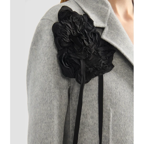 Erdem Floral Appliqué Double Faced Wool Tailored Coat - Coats - British Romantic Luxury at Luxury Shoes 