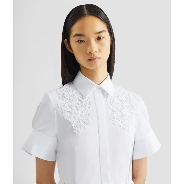 Erdem Floral Appliqué Draped Shirt Dress - Dresses - British Romantic Luxury at Luxury Shoes 
