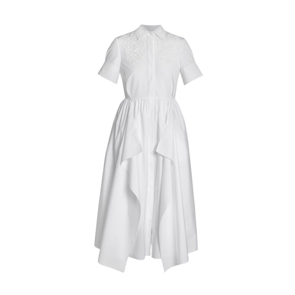 Erdem Floral Appliqué Draped Shirt Dress - Dresses - British Romantic Luxury at Luxury Shoes 