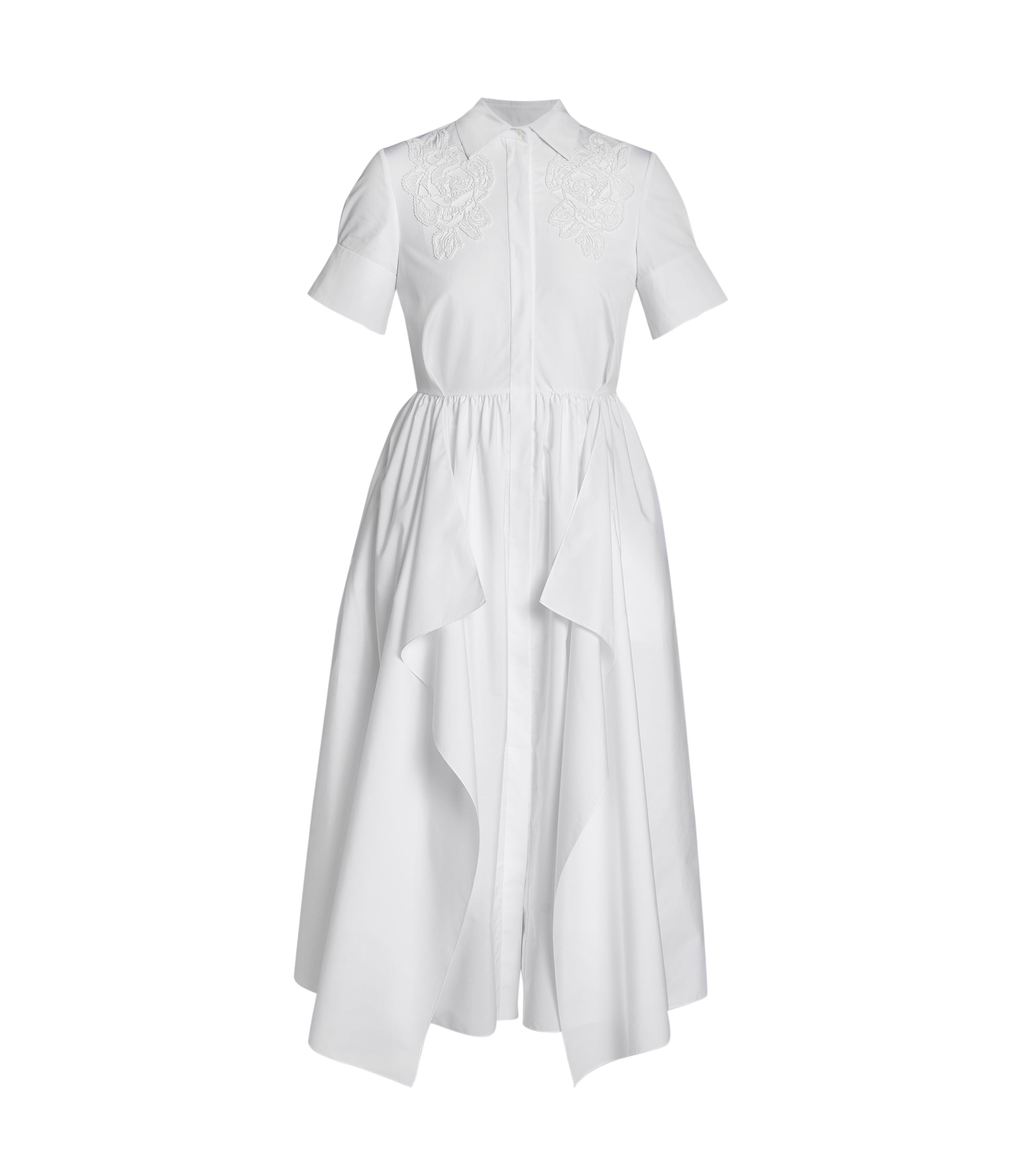 Erdem Floral Appliqué Draped Shirt Dress - Dresses - British Romantic Luxury at Luxury Shoes 