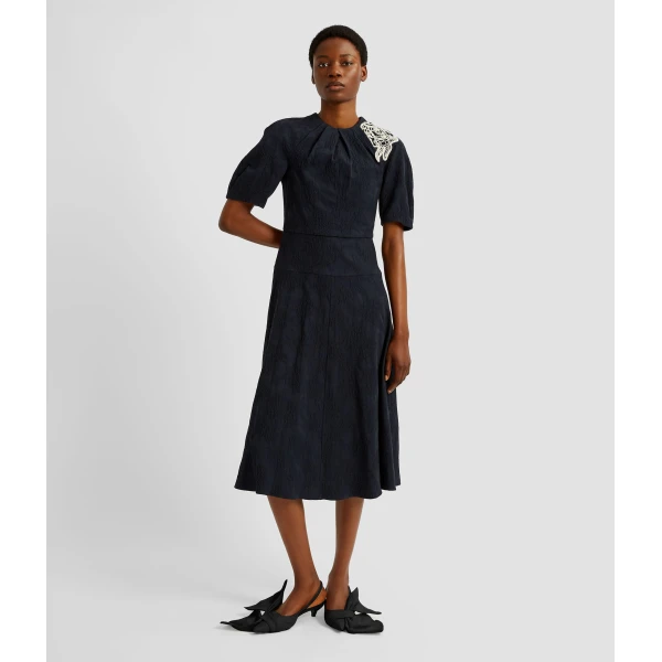 Erdem Floral Appliqué Jacquard Midi Dress - Dresses - British Romantic Luxury at Luxury Shoes 