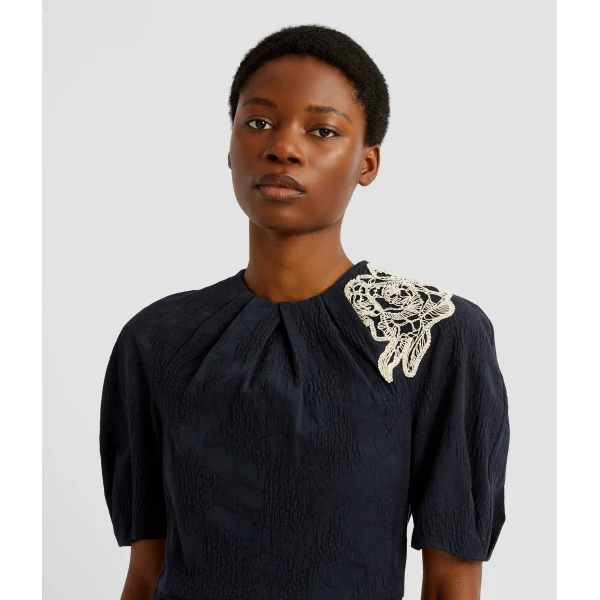 Erdem Floral Appliqué Jacquard Midi Dress - Dresses - British Romantic Luxury at Luxury Shoes 