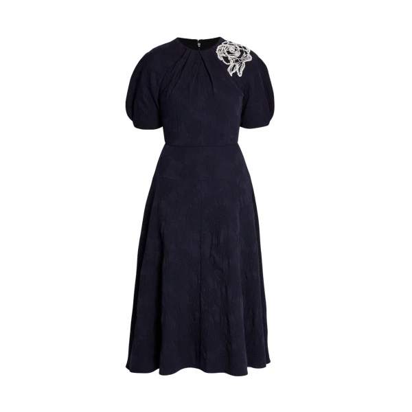 Erdem Floral Appliqué Jacquard Midi Dress - Dresses - British Romantic Luxury at Luxury Shoes 