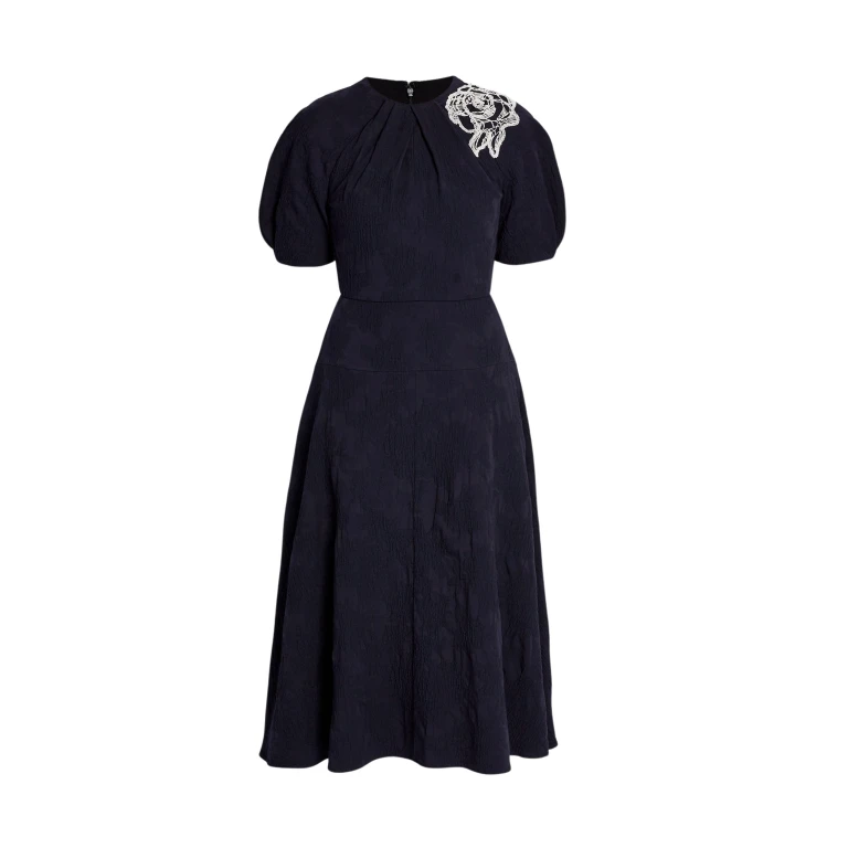 Erdem Floral Appliqué Jacquard Midi Dress - Dresses - British Romantic Luxury at Luxury Shoes 