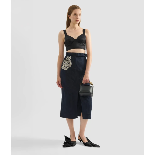 Erdem Floral Appliqué Jacquard Pencil Skirt - Skirts - British Romantic Luxury at Luxury Shoes 