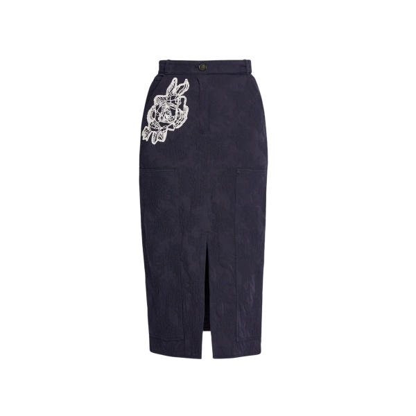 Erdem Floral Appliqué Jacquard Pencil Skirt - Skirts - British Romantic Luxury at Luxury Shoes 