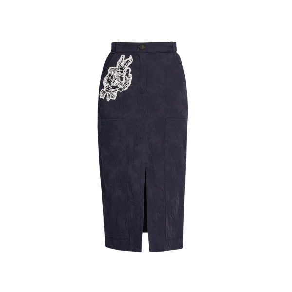 Erdem Floral Appliqué Jacquard Pencil Skirt - Skirts - British Romantic Luxury at Luxury Shoes 