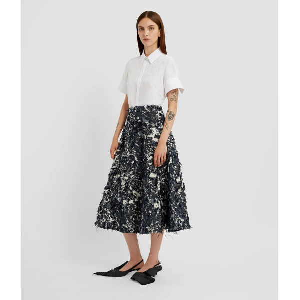 Erdem Floral Appliqué Short Sleeve Shirt - Tops - British Romantic Luxury at Luxury Shoes 