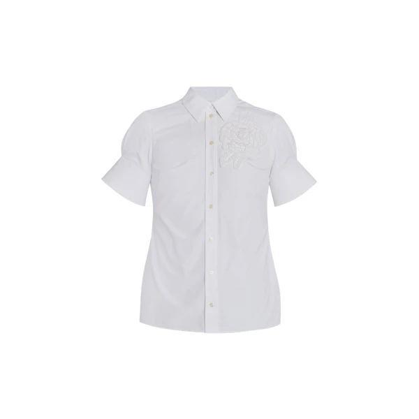 Erdem Floral Appliqué Short Sleeve Shirt - Tops - British Romantic Luxury at Luxury Shoes 