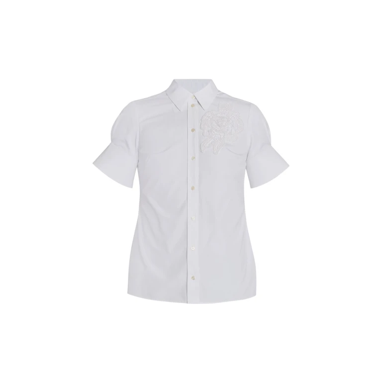 Erdem Floral Appliqué Short Sleeve Shirt - Tops - British Romantic Luxury at Luxury Shoes 