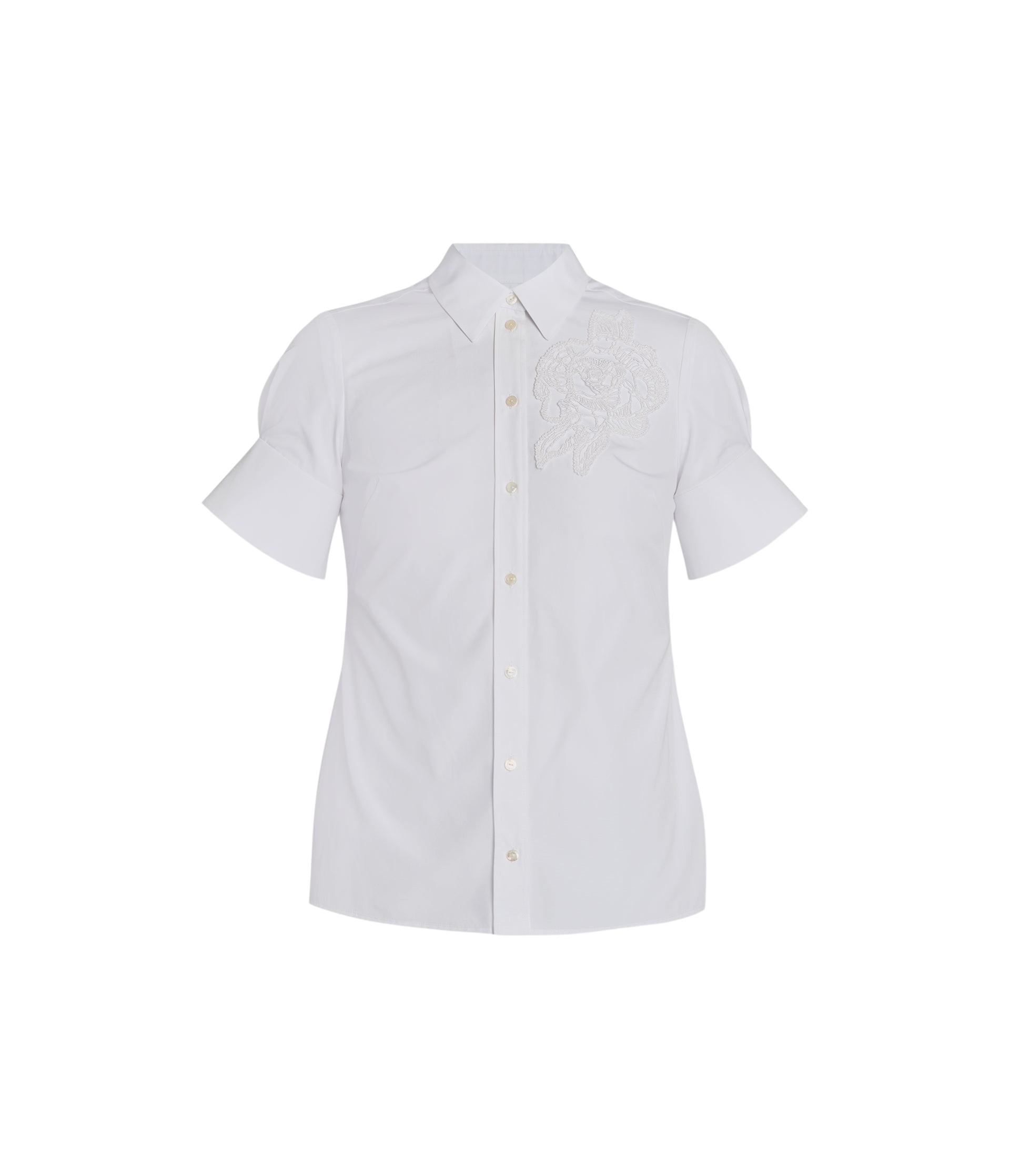 Erdem Floral Appliqué Short Sleeve Shirt - Tops - British Romantic Luxury at Luxury Shoes 
