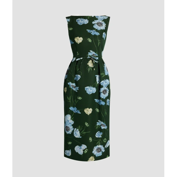Erdem Floral Cotton Faille Sleeveless Midi Pencil Dress - Dresses - British Romantic Luxury at Luxury Shoes 