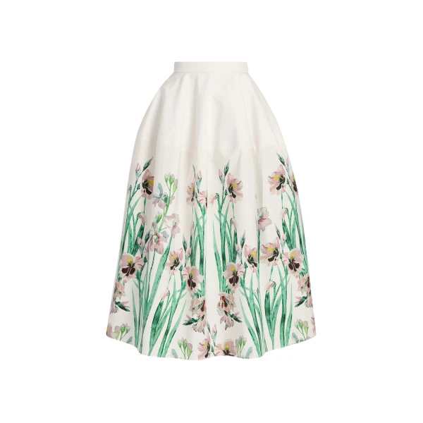 Erdem Floral Cotton Midi Full Skirt - Skirts - British Romantic Luxury at Luxury Shoes 