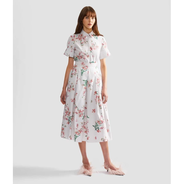 Erdem Floral Cotton Midi Pleated Skirt - Skirts - British Romantic Luxury at Luxury Shoes 