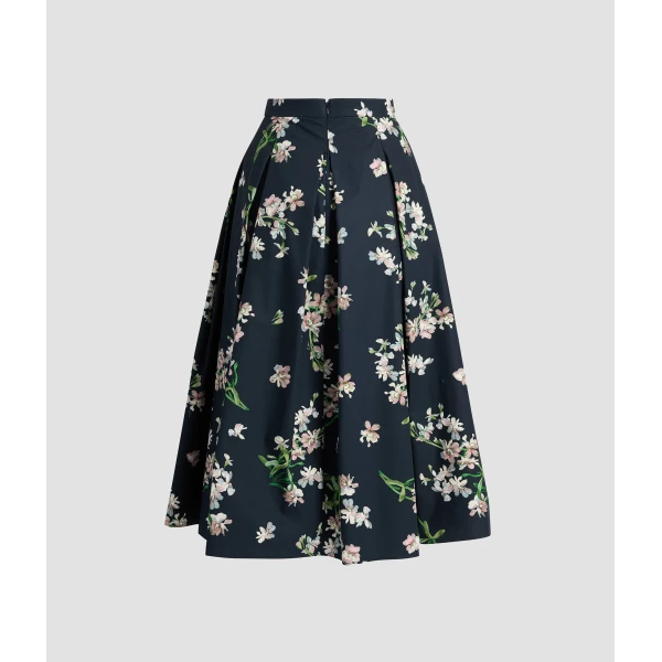 Erdem Floral Cotton Midi Pleated Skirt - Skirts - British Romantic Luxury at Luxury Shoes 