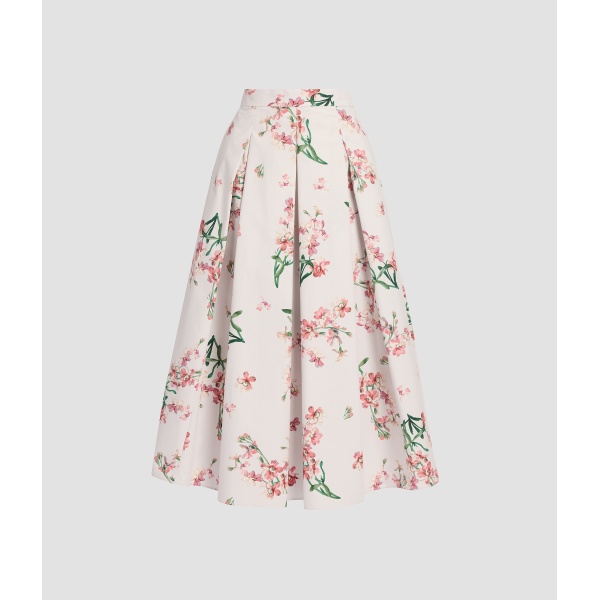 Erdem Floral Cotton Midi Pleated Skirt - Skirts - British Romantic Luxury at Luxury Shoes 