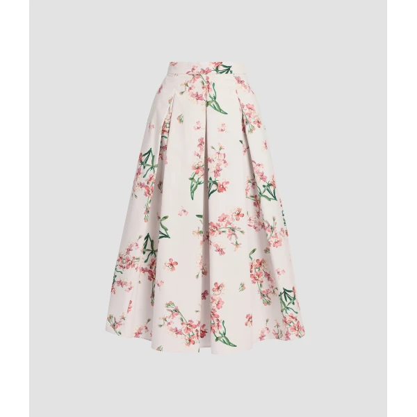 Erdem Floral Cotton Midi Pleated Skirt - Skirts - British Romantic Luxury at Luxury Shoes 