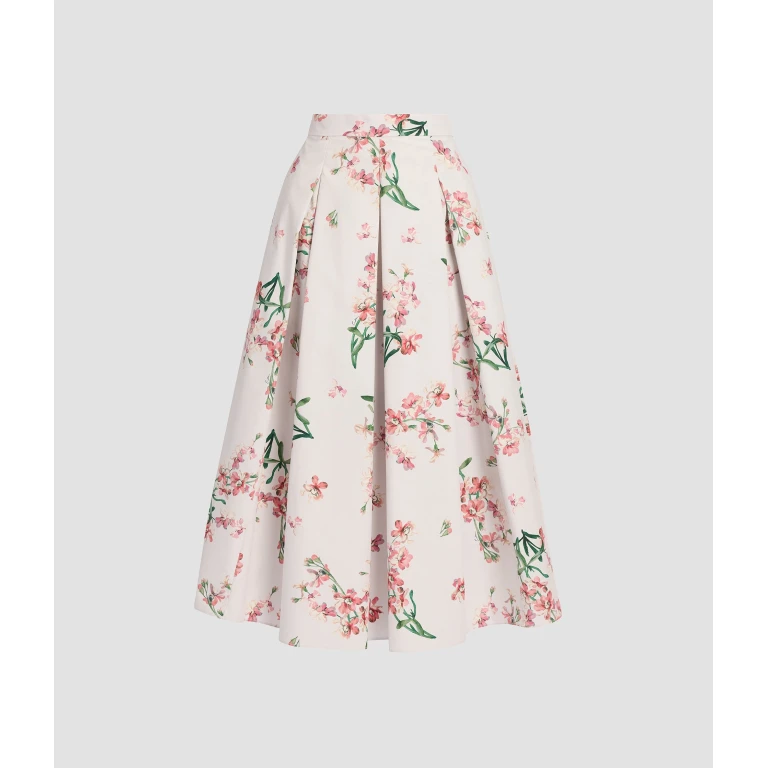 Erdem Floral Cotton Midi Pleated Skirt - Skirts - British Romantic Luxury at Luxury Shoes 