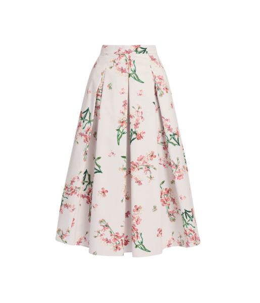 Erdem Floral Cotton Midi Pleated Skirt - Skirts - British Romantic Luxury at Luxury Shoes 