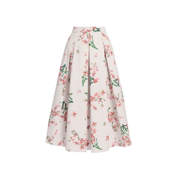 Erdem Floral Cotton Midi Pleated Skirt - Skirts - British Romantic Luxury at Luxury Shoes 