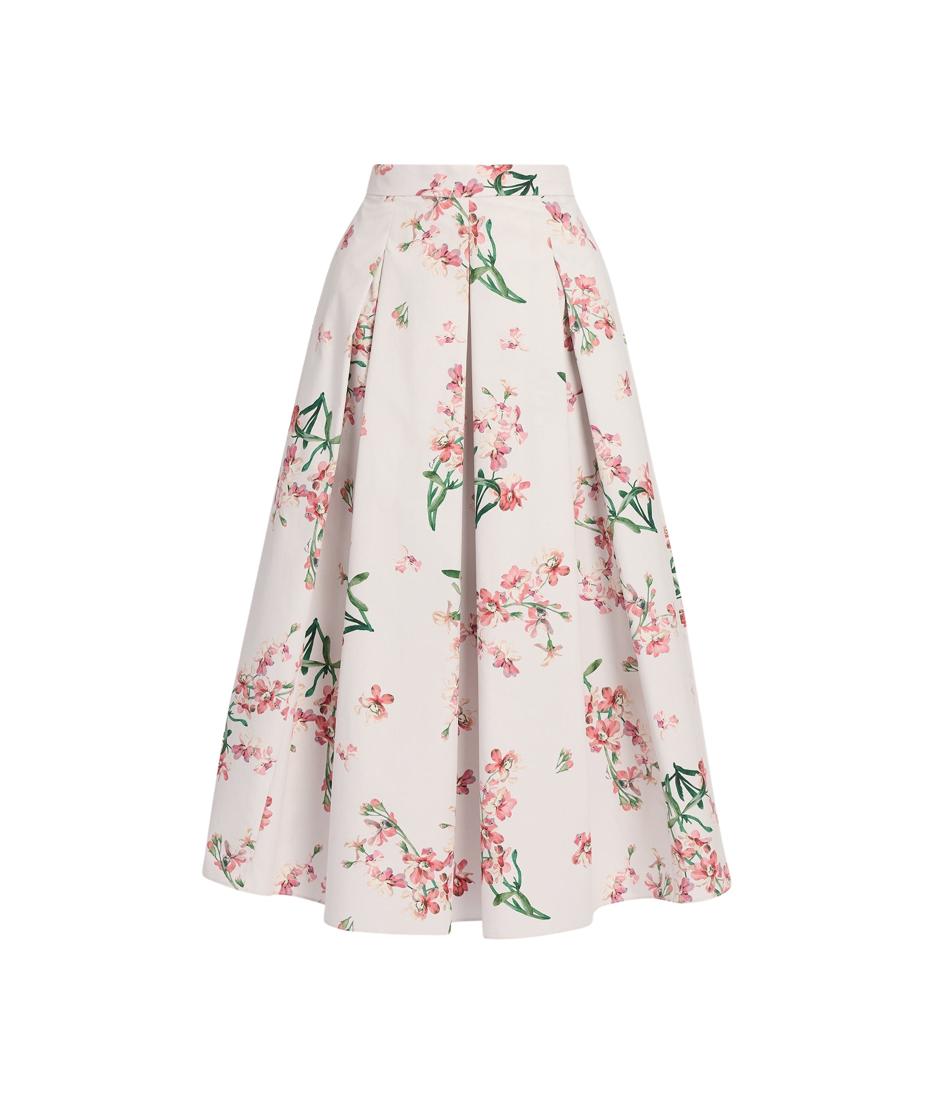 Erdem Floral Cotton Midi Pleated Skirt - Skirts - British Romantic Luxury at Luxury Shoes 