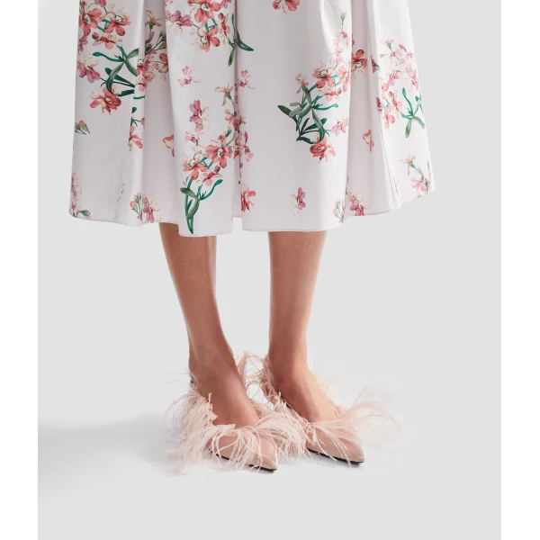 Erdem Floral Cotton Midi Pleated Skirt - Skirts - British Romantic Luxury at Luxury Shoes 