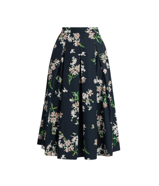 Erdem Floral Cotton Midi Pleated Skirt - Skirts - British Romantic Luxury at Luxury Shoes 