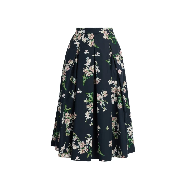 Erdem Floral Cotton Midi Pleated Skirt - Skirts - British Romantic Luxury at Luxury Shoes 