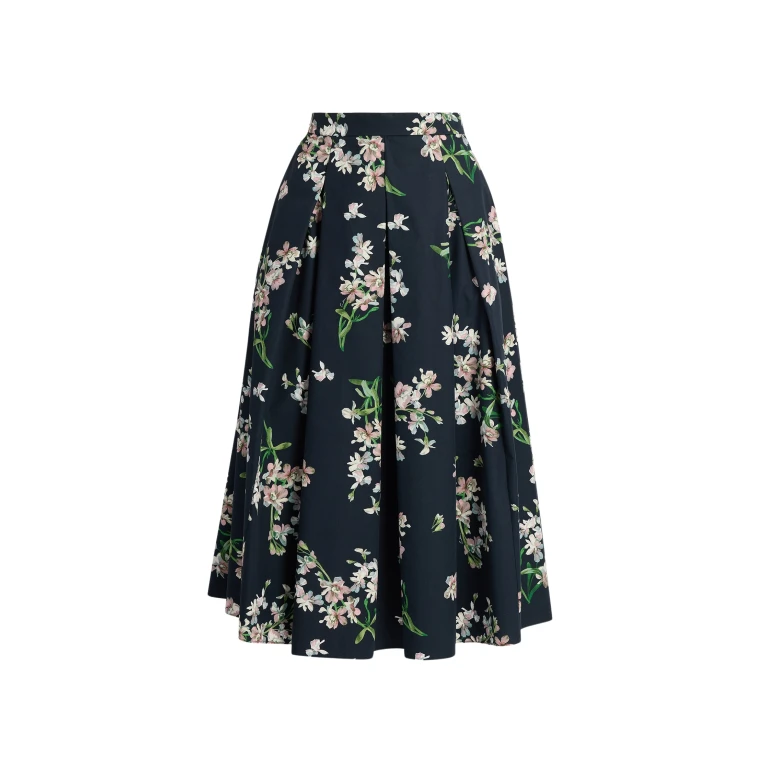 Erdem Floral Cotton Midi Pleated Skirt - Skirts - British Romantic Luxury at Luxury Shoes 