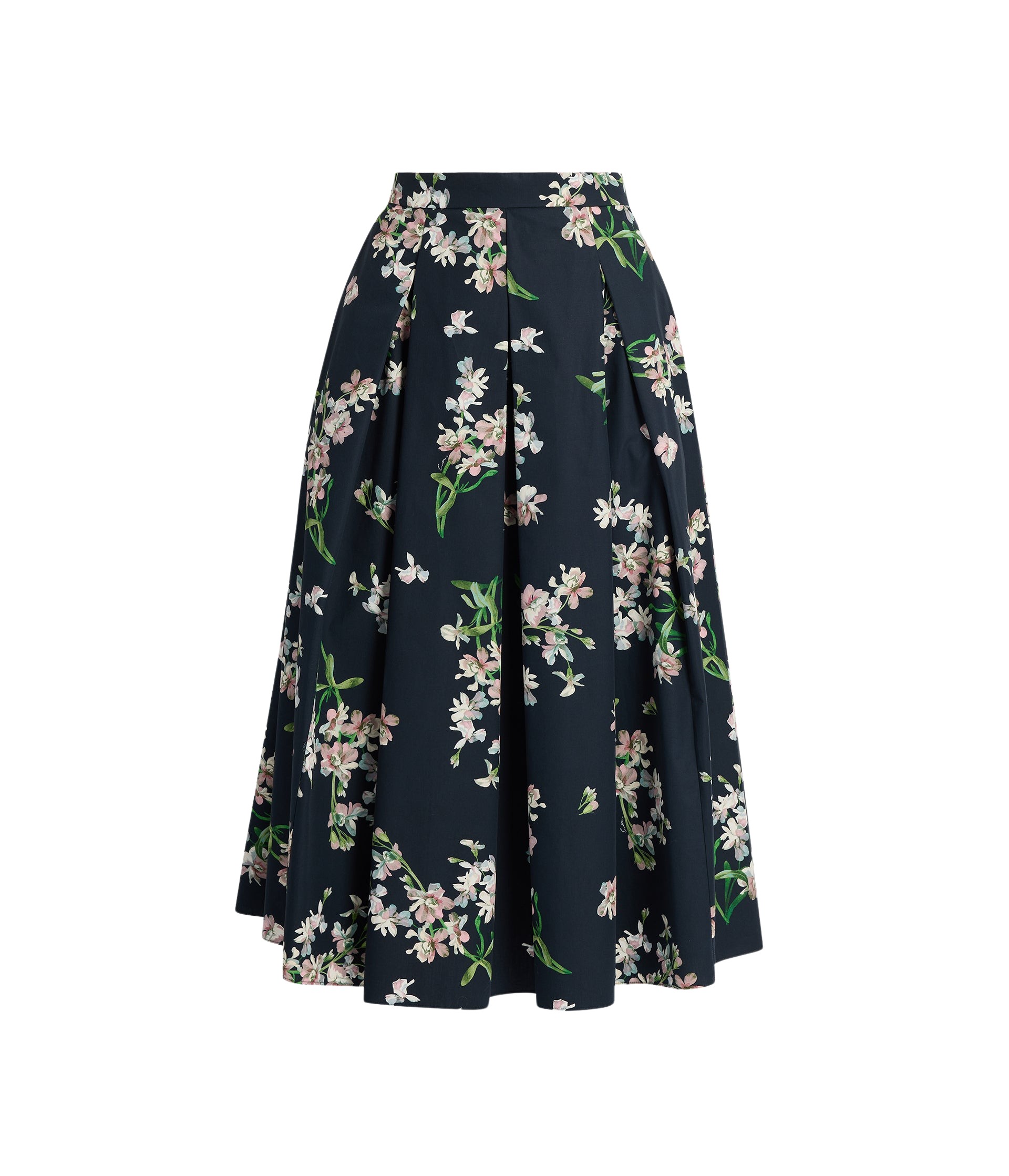 Erdem Floral Cotton Midi Pleated Skirt - Skirts - British Romantic Luxury at Luxury Shoes 