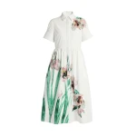 Erdem Floral Cotton Short Sleeve Midi Dress - Dresses - British Romantic Luxury at Luxury Shoes 