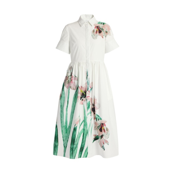 Erdem Floral Cotton Short Sleeve Midi Dress - Dresses - British Romantic Luxury at Luxury Shoes 