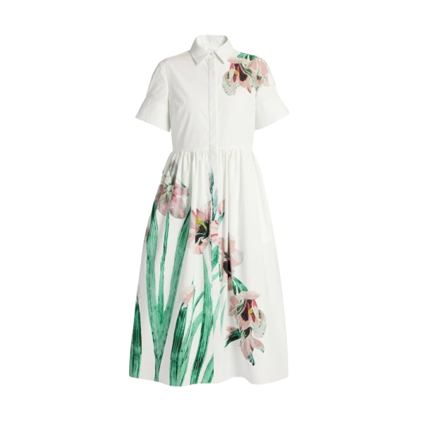 Erdem Floral Cotton Short Sleeve Midi Dress - Dresses - British Romantic Luxury at Luxury Shoes 