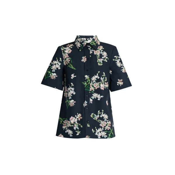 Erdem Floral Cotton Short Sleeve Shirt - Tops - British Romantic Luxury at Luxury Shoes 