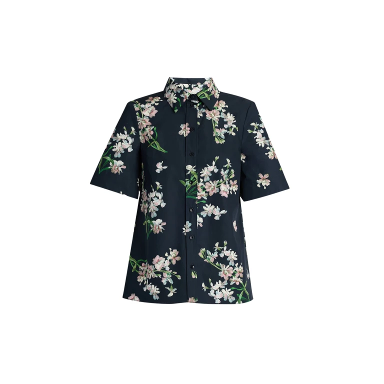 Erdem Floral Cotton Short Sleeve Shirt - Tops - British Romantic Luxury at Luxury Shoes 