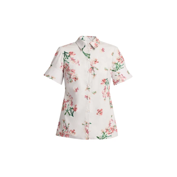 Erdem Floral Cotton Short Sleeve Shirt - Tops - British Romantic Luxury at Luxury Shoes 