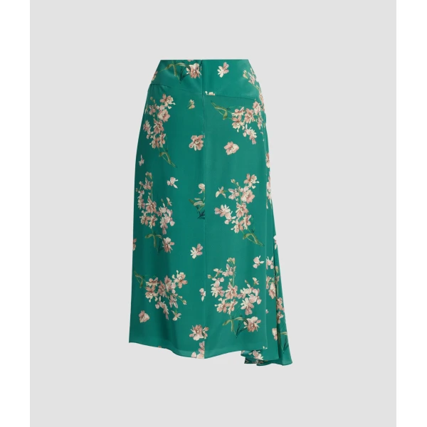 Erdem Floral Crepe De Chine Drape Midi Skirt - Skirts - British Romantic Luxury at Luxury Shoes 