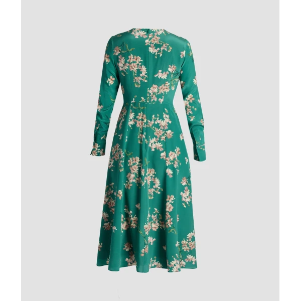 Erdem Floral Crepe De Chine Long Sleeve Midi Dress - Dresses - British Romantic Luxury at Luxury Shoes 