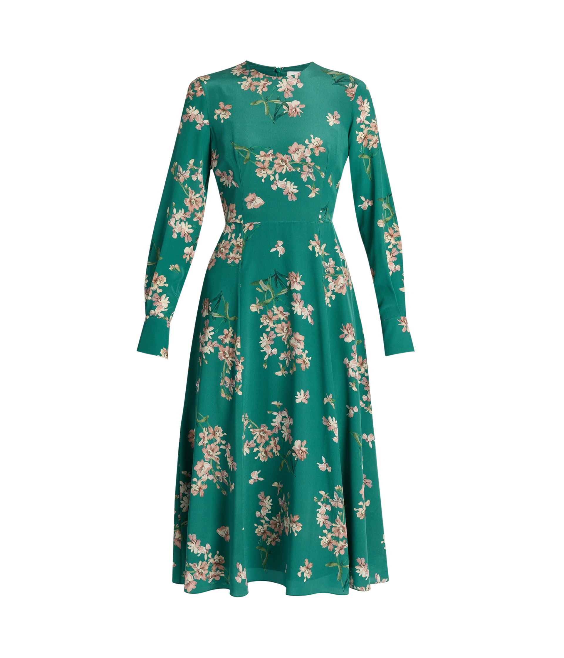 Erdem Floral Crepe De Chine Long Sleeve Midi Dress - Dresses - British Romantic Luxury at Luxury Shoes 