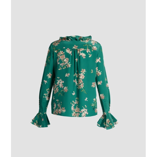 Erdem Floral Crepe De Chine Long Sleeve Shirt - Tops - British Romantic Luxury at Luxury Shoes 
