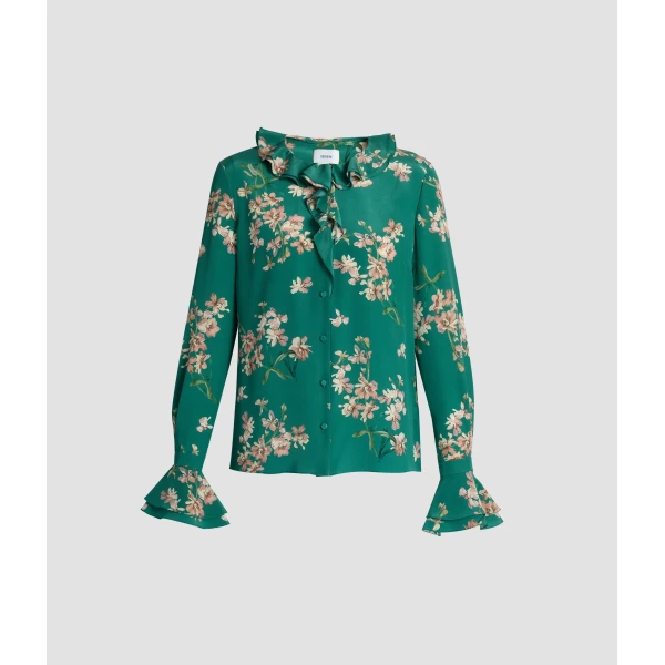 Erdem Floral Crepe De Chine Long Sleeve Shirt - Tops - British Romantic Luxury at Luxury Shoes 