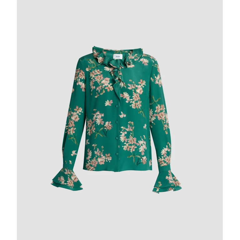 Erdem Floral Crepe De Chine Long Sleeve Shirt - Tops - British Romantic Luxury at Luxury Shoes 