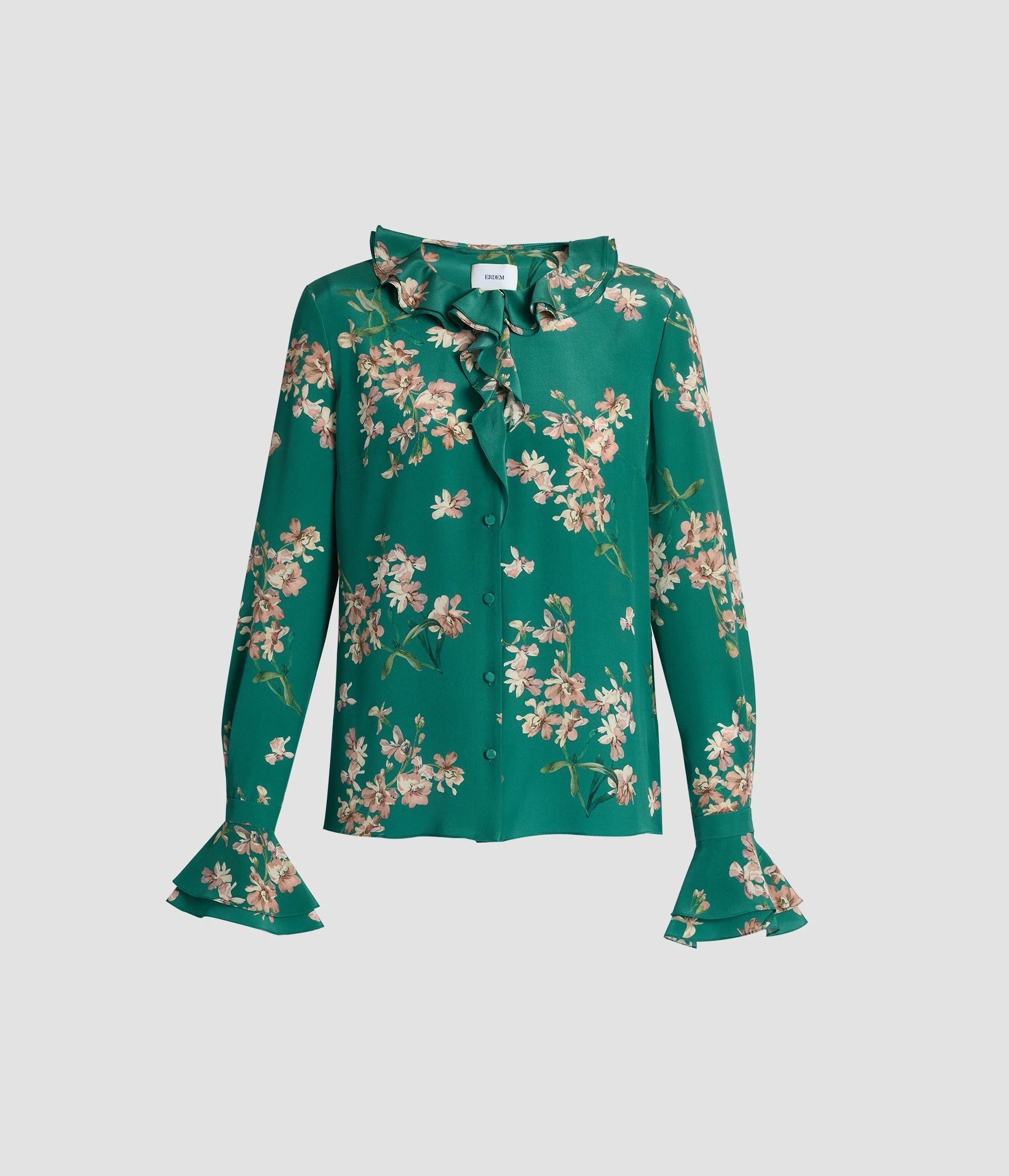 Erdem Floral Crepe De Chine Long Sleeve Shirt - Tops - British Romantic Luxury at Luxury Shoes Erdem Floral Crepe De Chine Long Sleeve Shirt - Tops - British Romantic Luxury at Luxury Shoes