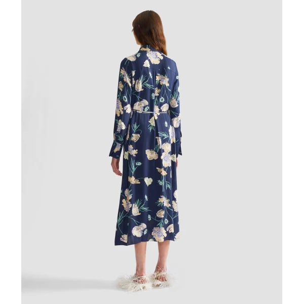 Erdem Floral Crepe Long Sleeve Midi Shirt Dress - Dresses - British Romantic Luxury at Luxury Shoes 
