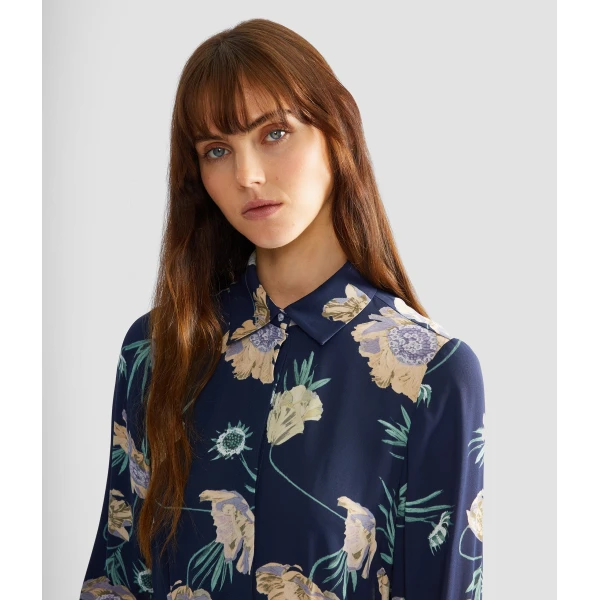 Erdem Floral Crepe Long Sleeve Midi Shirt Dress - Dresses - British Romantic Luxury at Luxury Shoes 