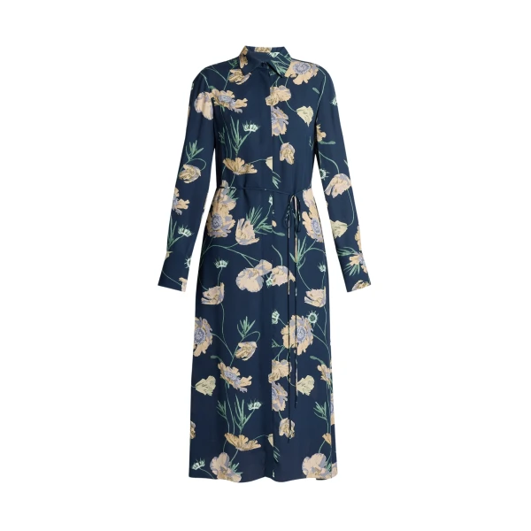 Erdem Floral Crepe Long Sleeve Midi Shirt Dress - Dresses - British Romantic Luxury at Luxury Shoes 