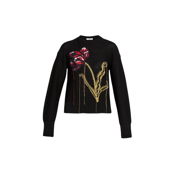Erdem Floral Crew Neck Jumper - Knitwear - British Romantic Luxury at Luxury Shoes 