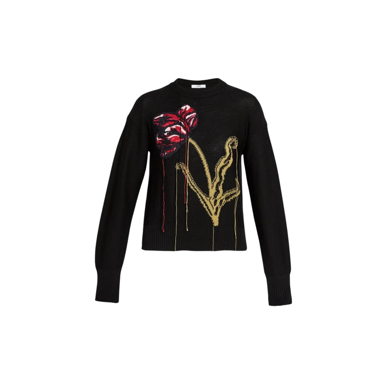 Erdem Floral Crew Neck Jumper - Knitwear - British Romantic Luxury at Luxury Shoes 